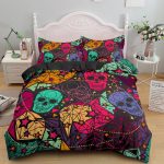 Halloween Skull Print Down Quilt Cover Suit Gothic - Image 9