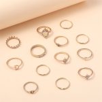 Vintage Opal Rhinestone Star Moon 13 Pieces Set Rings - Image 7