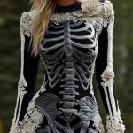 Halloween 3D Printed Long Sleeve Narrow Dress