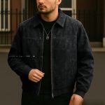 Vintage Brown Lapel Men's Leather Overcoat Jacket - Image 5