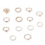 Vintage Opal Rhinestone Star Moon 13 Pieces Set Rings - Image 6