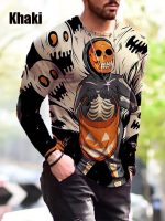 Halloween Autumn And Winter Men S Print Simple Long-Sleeved T Shirt - Image 3