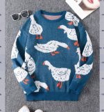 Men's Loose Casual Round Neck Printed Knitted Sweater - Image 2