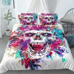 Halloween Skull Print Down Quilt Cover Suit Gothic - Image 5