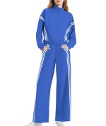 Women's Side Double Stripe Long-sleeve Zipper Pants Pocket Sports Suit - Image 4