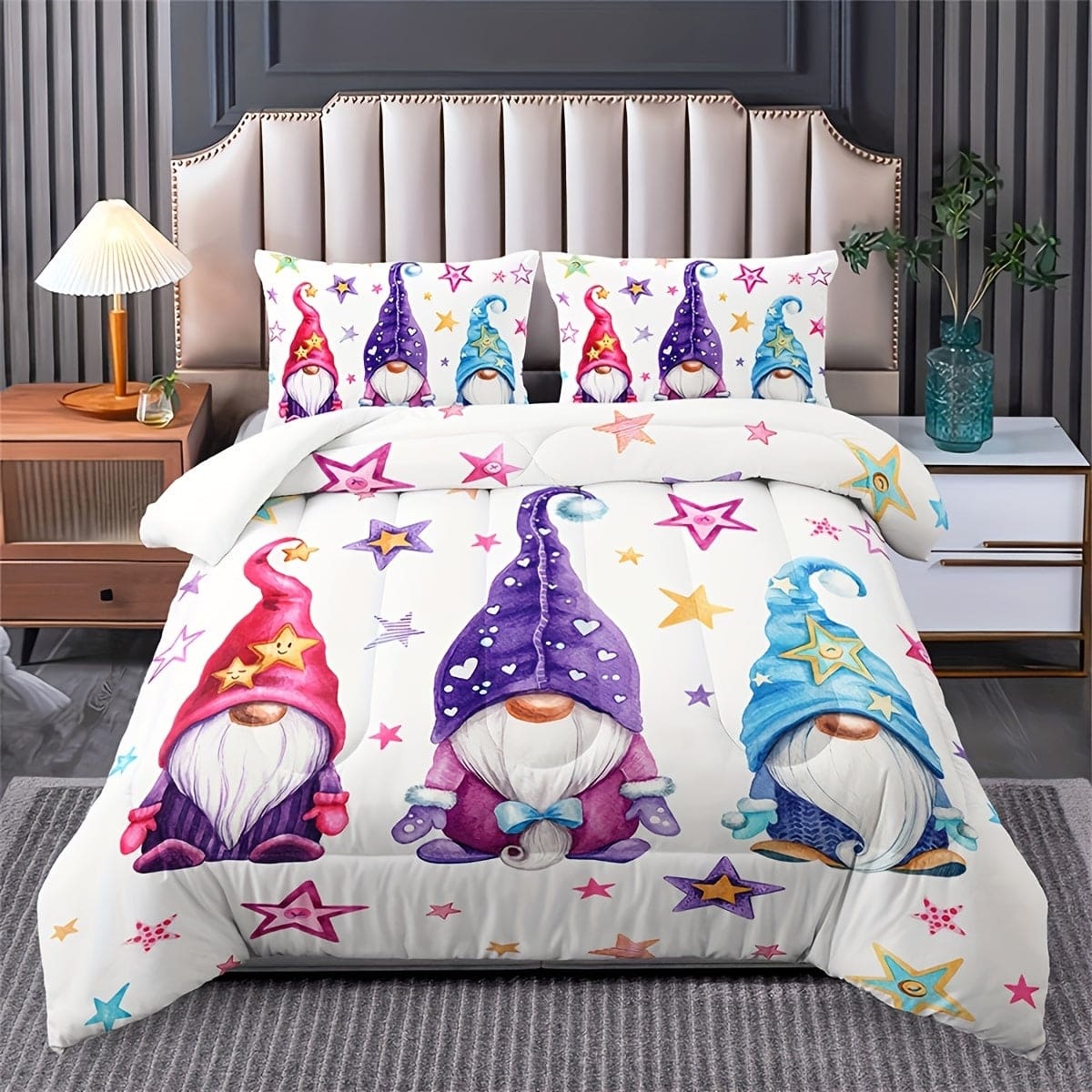 655a46fe-e88e-43e6-8558-618753b066c3.jpg Mushroom House Bedding Three-piece Home Textile - Image 1