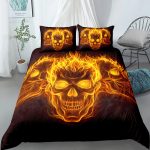 Halloween Skull Print Down Quilt Cover Suit Gothic - Image 4