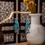 Cloisonne Peacock Earrings Miao Silver National Totem Phoenix - Image 2