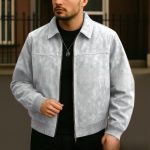 Vintage Brown Lapel Men's Leather Overcoat Jacket - Image 2