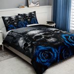 Rose Skull Printed Home Textile Bedding Suit - Image 4