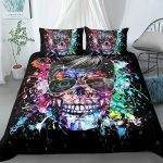 Halloween Skull Print Down Quilt Cover Suit Gothic - Image 8