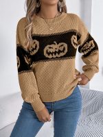 Halloween Pumpkin Pullover Sweater Fashion Long Sleeve Knitted Tops For Women Clothing - Image 2