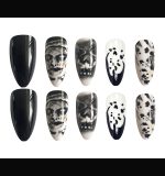 Long Almond Water Drop Fake Nail Patch Halloween Skull Wear Manicure - Image 4