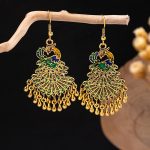 Cloisonne Peacock Earrings Miao Silver National Totem Phoenix