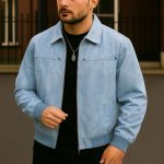 Vintage Brown Lapel Men's Leather Overcoat Jacket