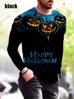 Halloween Autumn And Winter Men S Print Simple Long-Sleeved T Shirt - Image 8