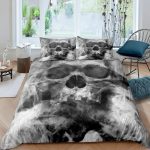 Halloween Skull Print Down Quilt Cover Suit Gothic - Image 3