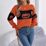 Halloween Pumpkin Pullover Sweater Fashion Long Sleeve Knitted Tops For Women Clothing - Image 7