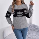 Halloween Pumpkin Pullover Sweater Fashion Long Sleeve Knitted Tops For Women Clothing - Image 4