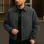 Vintage Brown Lapel Men's Leather Overcoat Jacket - Image 6