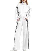 Women's Side Double Stripe Long-sleeve Zipper Pants Pocket Sports Suit - Image 6