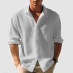 Men's Lapel Long Sleeve Shirt Fashion Solid Single Breasted Tops Fall Spring Clothing - Image 5