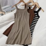 Women's All-match Slim Ribbed Hip Knitted Suspender Dress