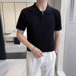 Slim-fit Lapel Rhombus Breathable Hollowed Leisure Top For Men - Image 5