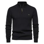 Half-zipper Pullover Sweater Men's Fashion Casual Stand Collar Long-sleeved Knitted Tops Fall Winter Clothing - Image 6
