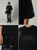 Double Yarn Combed Cotton Rock Print Round Neck Short Sleeve T-Shirt Men - Image 3