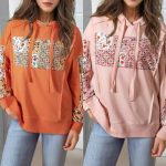 Pullover Hoodie With Drawstrings Top Casual Printed Loose Sweatshirt