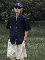 Men's Trendy Brand Short Sleeve Shirt Retro Loose - Image 5