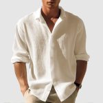 Men's Lapel Long Sleeve Shirt Fashion Solid Single Breasted Tops Fall Spring Clothing - Image 3