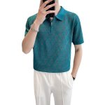 Slim-fit Lapel Rhombus Breathable Hollowed Leisure Top For Men - Image 7