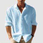 Men's Lapel Long Sleeve Shirt Fashion Solid Single Breasted Tops Fall Spring Clothing - Image 10
