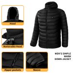 Men Heated Puffer Jacket Electric Heating Coat Insulated Hood Windbreaker 9Heat Zones - Image 7