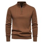 Half-zipper Pullover Sweater Men's Fashion Casual Stand Collar Long-sleeved Knitted Tops Fall Winter Clothing - Image 4