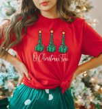 Women's Black Christmas Tree T-shirt - Image 2