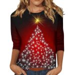 Christmas Round Neck 34 Sleeves T-shirt - Image 3