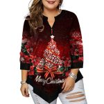 Women's V-neck Shirt Positioning T-shirt Christmas - Image 6