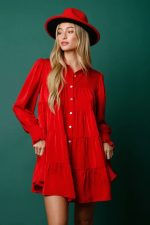 Christmas Solid Color Loose Temperament Shirt Dress - Image 2