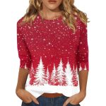 Christmas Round Neck 34 Sleeves T-shirt - Image 2