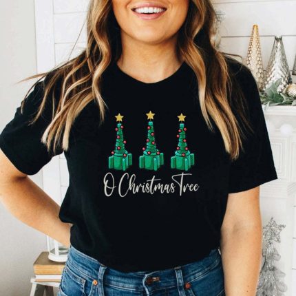 Women's Black Christmas Tree T-shirt