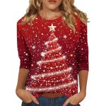 Christmas Round Neck 34 Sleeves T-shirt