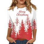 Christmas Round Neck 34 Sleeves T-shirt - Image 6