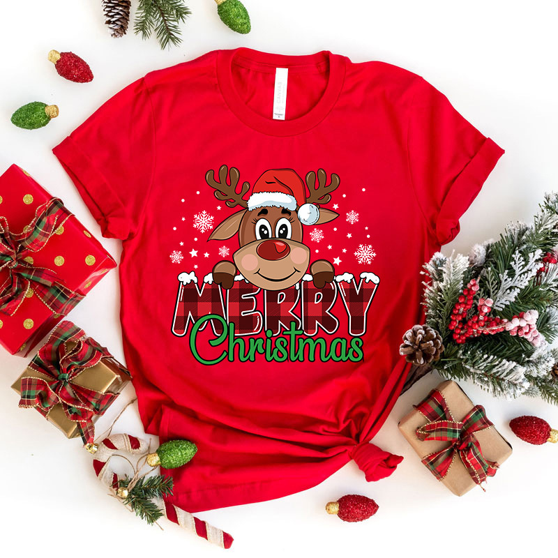 a6c8be34-5da0-455c-9bfd-b979d995cce5.jpg Cute Merry Christmas Printed T-shirt - Image 1