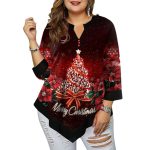 Women's V-neck Shirt Positioning T-shirt Christmas - Image 5