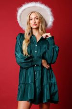 Christmas Solid Color Loose Temperament Shirt Dress - Image 7