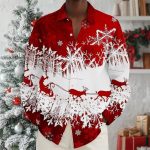Multi-Color Gradient Christmas Men's Christmas Printed Shirt Long Sleeve - Image 3