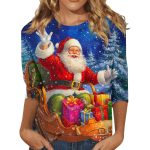 Christmas Round Neck 34 Sleeves T-shirt - Image 4